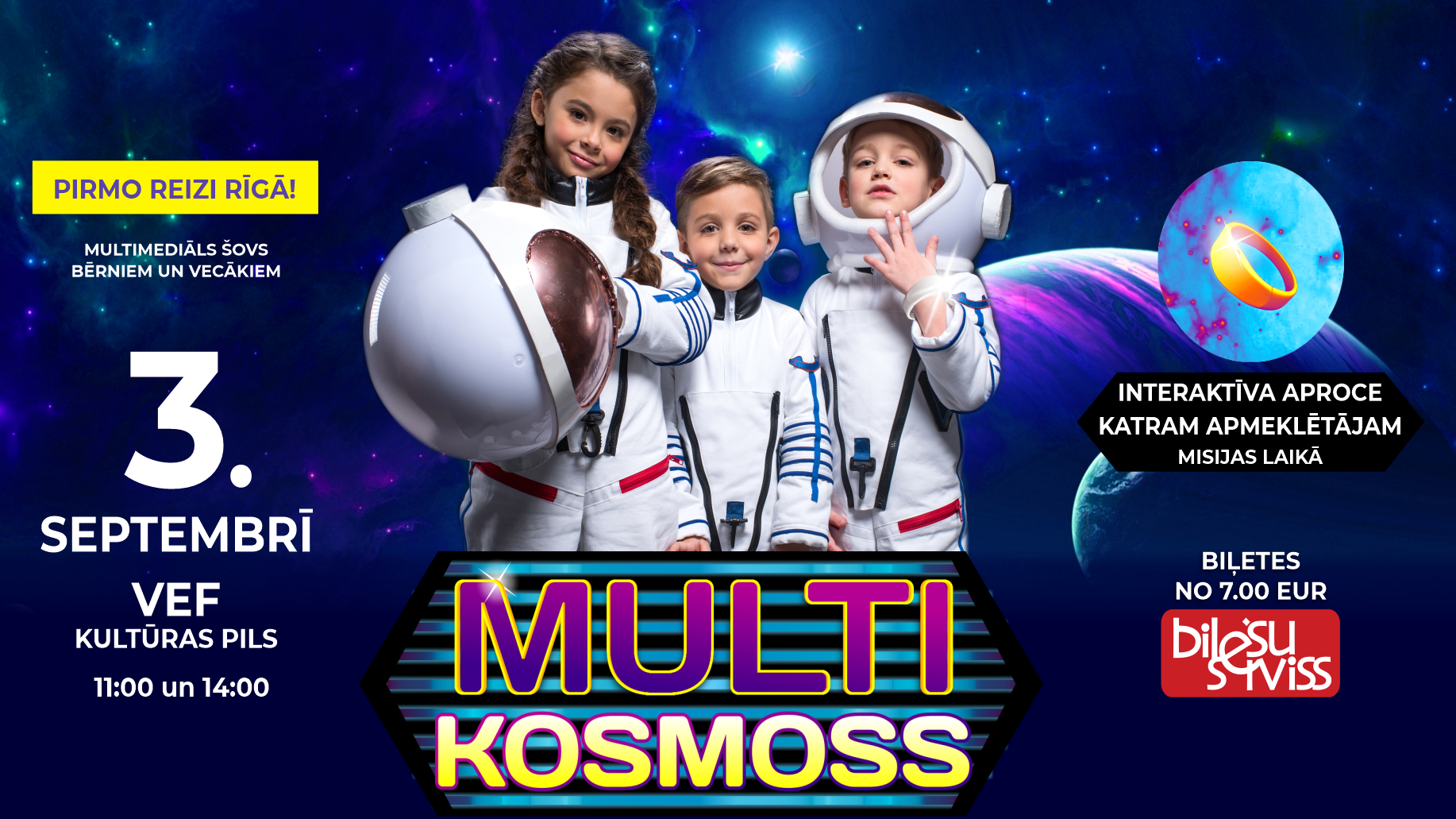 Norisināsies aizraujoša, interaktīva un pamācoša bērnu izrāde latviešu valodā “Multikosmoss